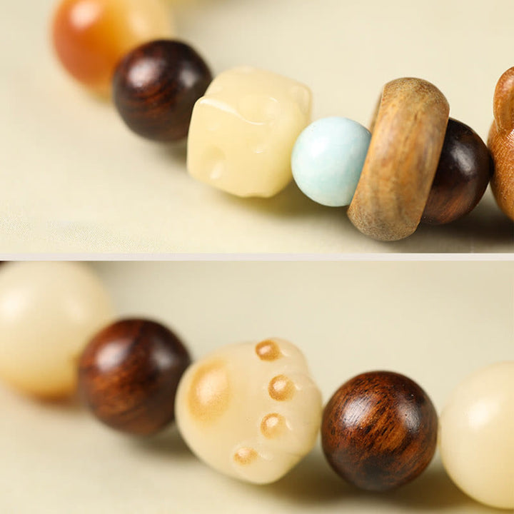Pulsera de la paz con Buddha Stones, semilla de Bodhi Natural, sándalo, cabeza de gato bonita de la suerte, garra de pata - image 5