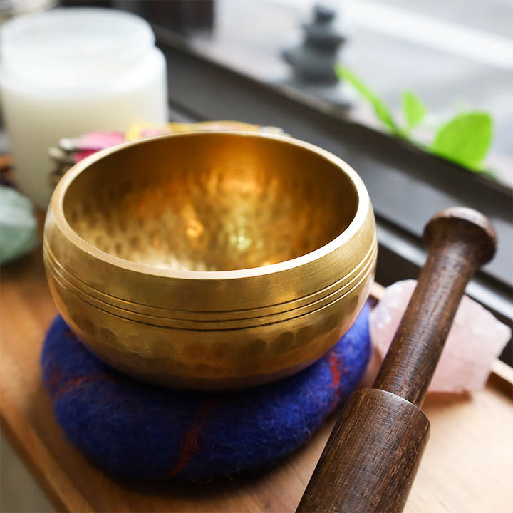 Cuenco tibetano con sonido de meditación hecho a mano para curación y atención plena