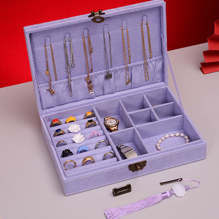 Caja organizadora de joyería de diseño Simple con Buddha Stones, caja de almacenamiento de joyería de franela de una sola capa con cerradura - image 21