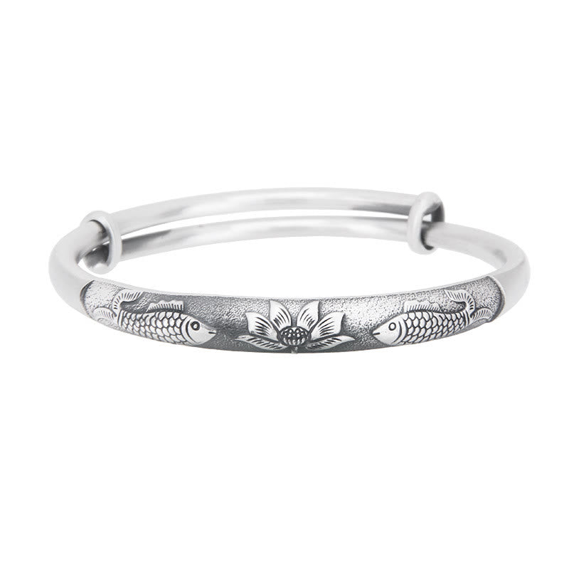 Pulsera de plata de ley 999 con Buddha Stones , pez Koi, loto, riqueza y suerte
