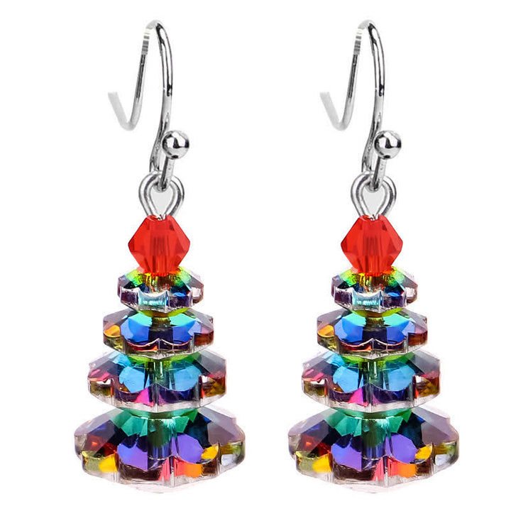 Pendientes colgantes curativos de paz con amatista y árbol de Navidad con varios cristales