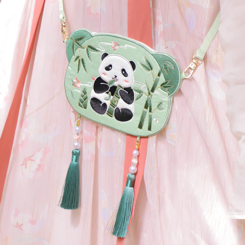 Bordado de Buddha Stones, Panda de la suerte, gato, Shiba Inu, ciervo, conejo, zorro, flor, Animal bonito, Hanfu, bolso cruzado, bolso de hombro