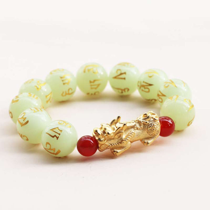 Pulsera de riqueza con Buddha Stones FengShui Lucky Pixiu