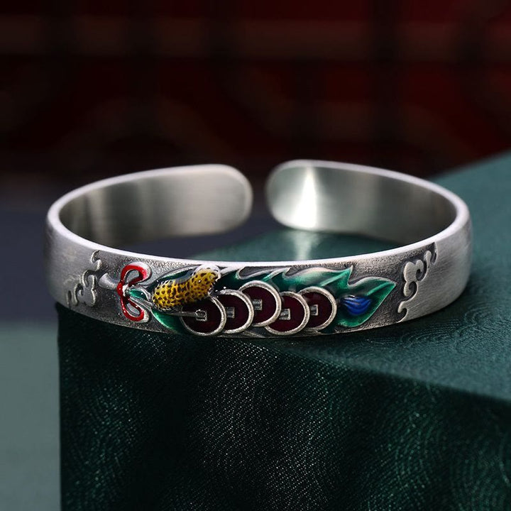 Brazalete de pulsera de riqueza de maní con cinco monedas de emperador Feng Shui de Buddha Stones