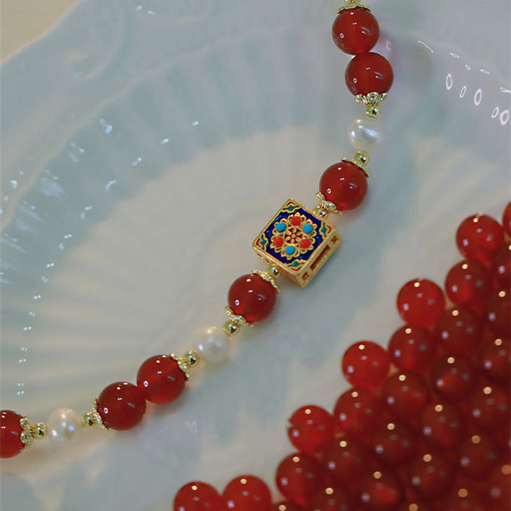 Pulsera Autoaceptación Confianza Perla Ágata Roja Buddha Stones