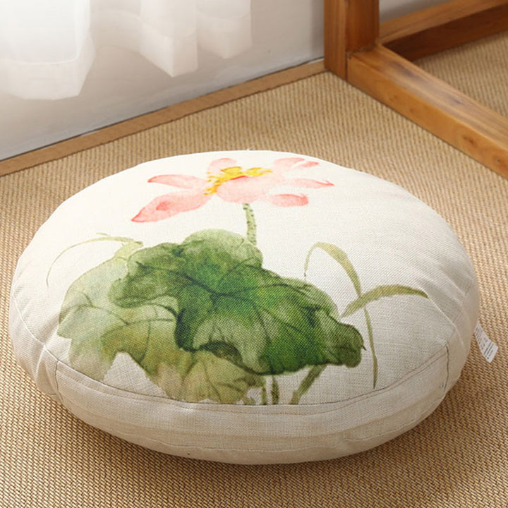 Cojín de asiento de meditación de lino con diseño Simple de loto, decoración para el hogar y la sala de estar - Desmontable - 40 cm x 10 cm - Marfil - image 31