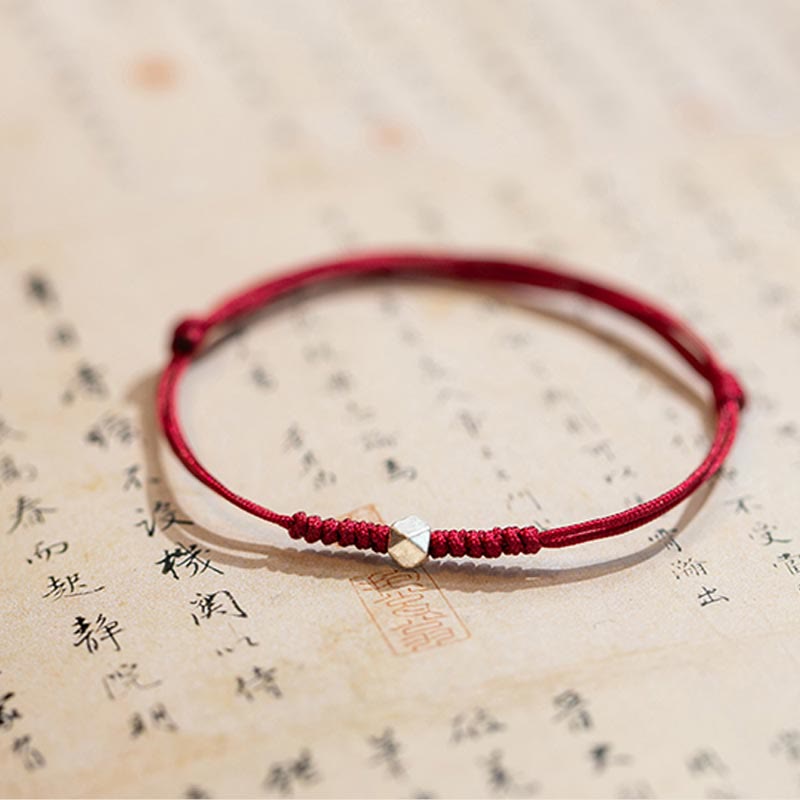 Pulsera trenzada de hilo rojo con protección de cuentas de la suerte de plata de ley 925 con Buddha Stones