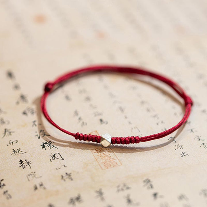 Pulsera trenzada de hilo rojo con protección de cuentas de la suerte de plata de ley 925 con Buddha Stones