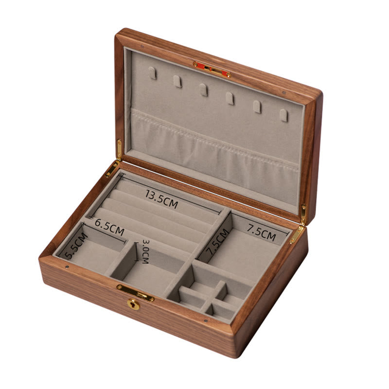Caja de regalo de madera hecha a mano vintage de madera de nogal negro para guardar joyas