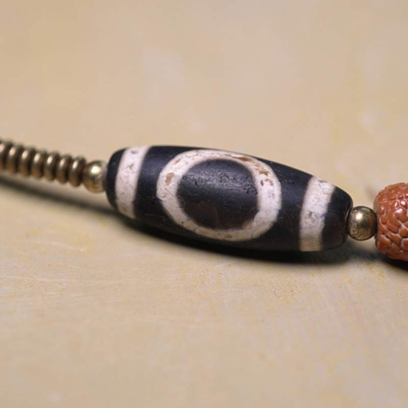 108 cuentas de Mala Rudraksha, semilla Bodhi, cuentas Dzi, pulsera de borlas de buena suerte