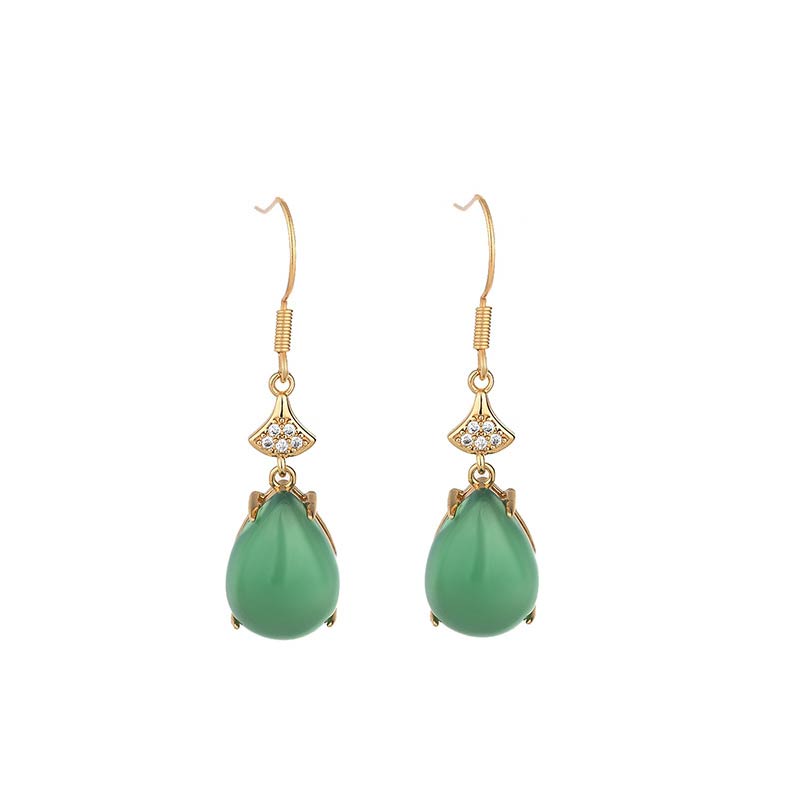 Pendientes colgantes de la suerte de jade cian con Buddha Stones