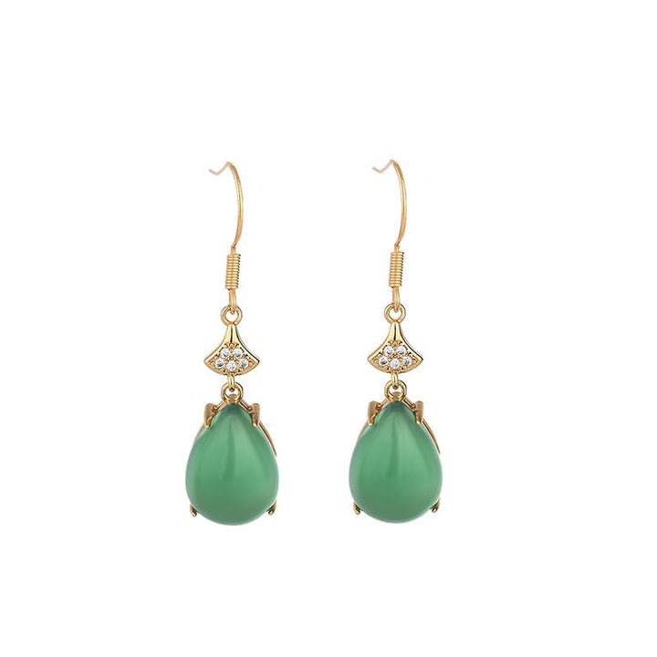 Pendientes colgantes de la suerte de jade cian con Buddha Stones
