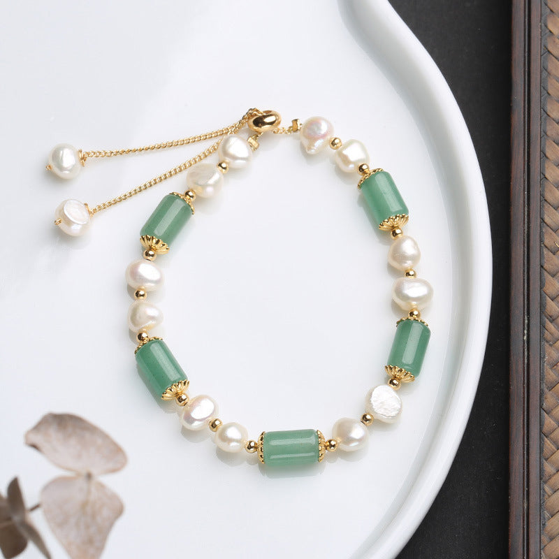 Pulsera de la Suerte con Cuentas de Cristal Rosa y Perla de Aventurina Verde con Buddha Stones
