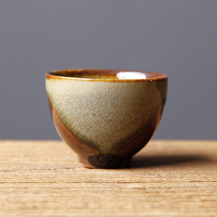 Buddha Stones Vintage marrón Beige horno cambio taza de té de cerámica Kung Fu taza de té tazón
