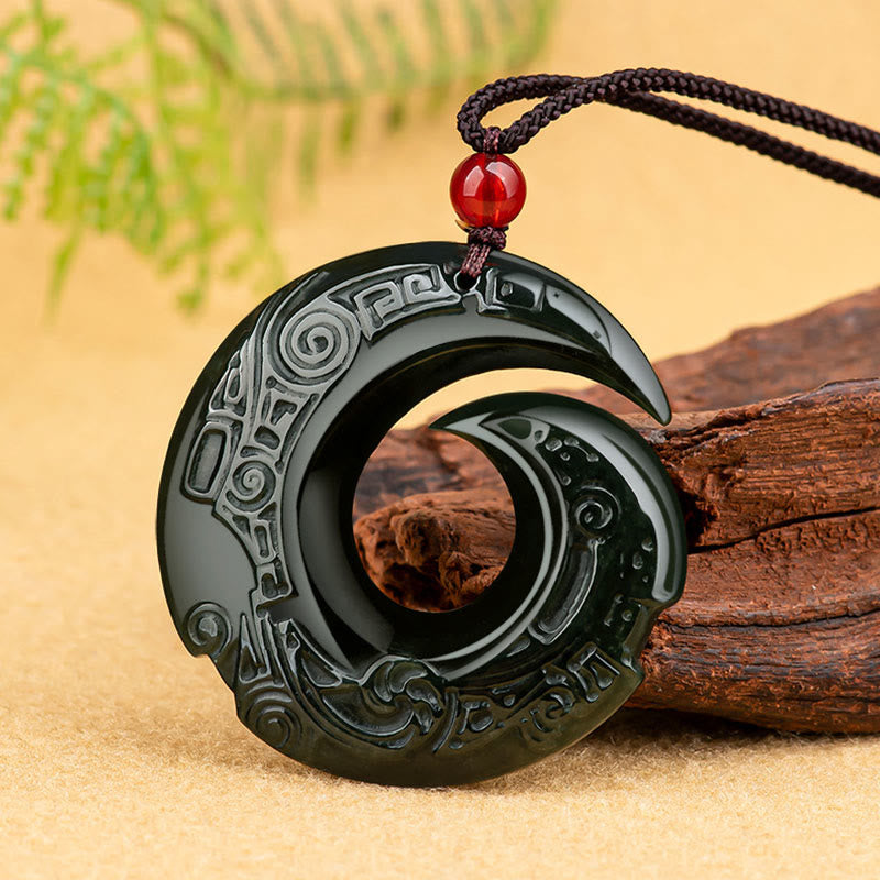 Buddha Stones, la suerte mejora el diseño, colgante de collar de éxito de Jade cian hetiano Natural