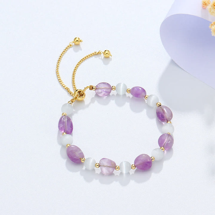 Pulsera de conciencia espiritual de cuarzo rutilado negro de cristal rosa amatista