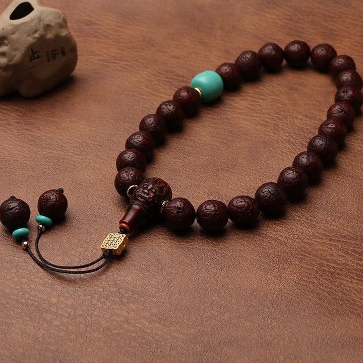 Cuenta de ágata de semilla de Bodhi tibetana, abalorio de borla de suerte y riqueza, Mala para muñeca