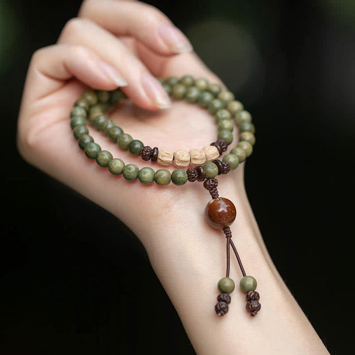 Pulsera de paz positiva de sándalo verde
