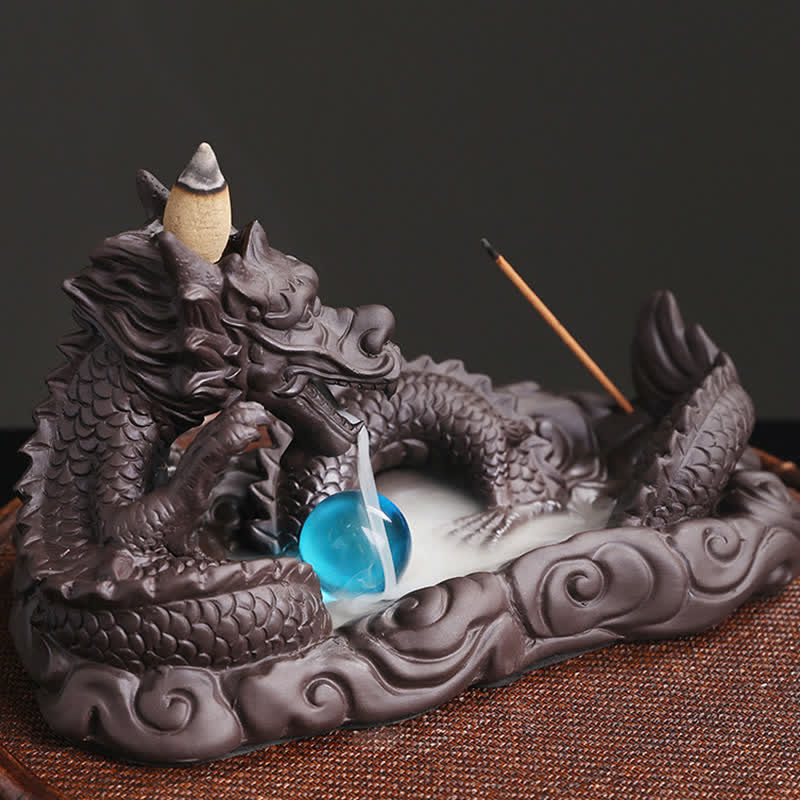 Decoración del quemador de incienso con protección de flores de Dragon Playing Ball