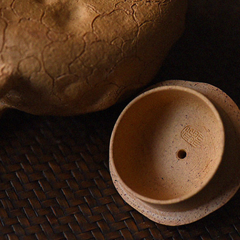 Tetera de kungfú de arcilla púrpura con textura de árbol Vintage hecha a mano con Buddha Stones 220ml