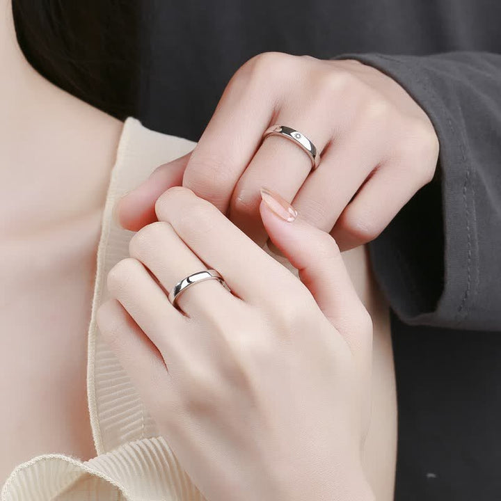 Anillo de pareja ajustable con protección solar y luna de plata de ley 925 con Buddha Stones - image 2