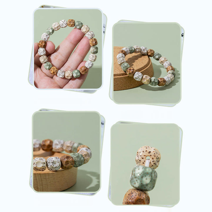 Pulsera de riqueza auspiciosa de semillas Bodhi coloridas naturales de Buddha Stones