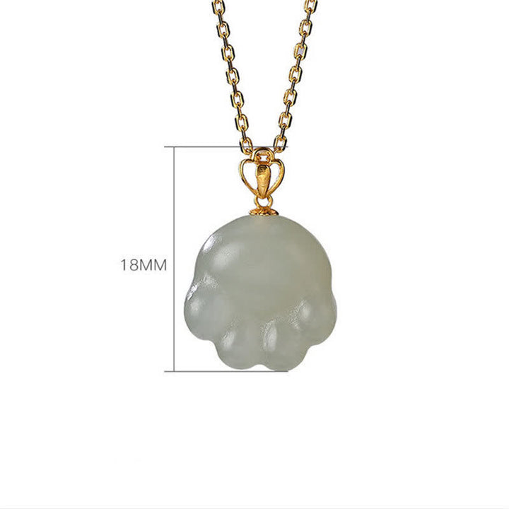 Colgante de plata de ley 925 con diseño de pata de gato y jade blanco hetiano - image 7