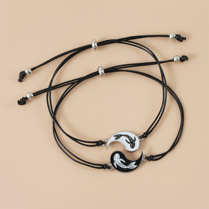 Pulsera de pareja de hematita Yin Yang, 2 piezas, Buddha Stones