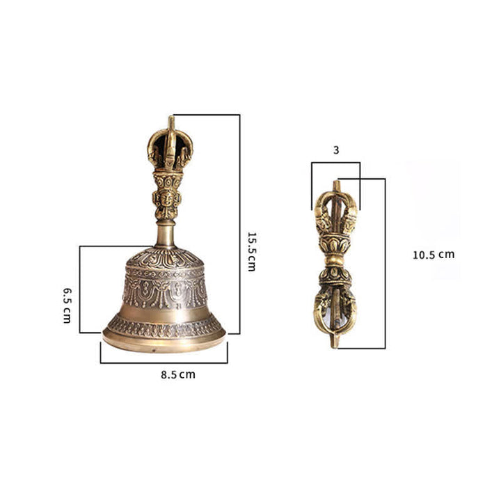Campana de meditación tibetana y juego de decoración de iluminación de cobre Vajra Dorje