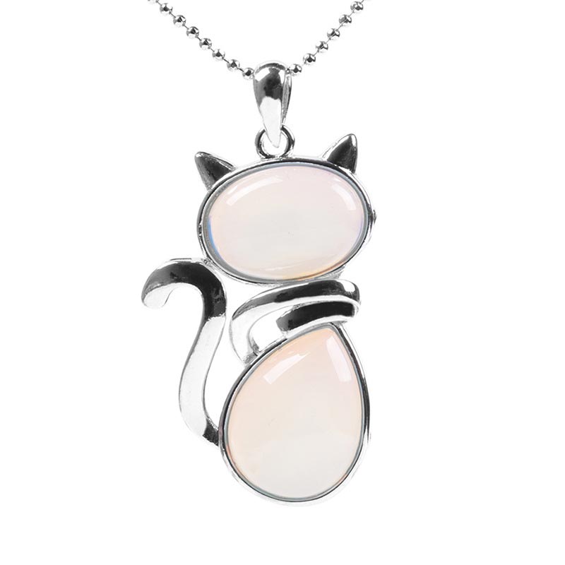 Colgante de collar de protección de cristal natural con patrón de gato de Buddha Stones - image 12