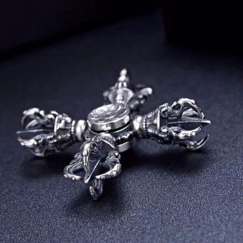 Colgante tibetano de plata de ley 925 con doble Dorje Vajra grabado poder espiritual - image 3