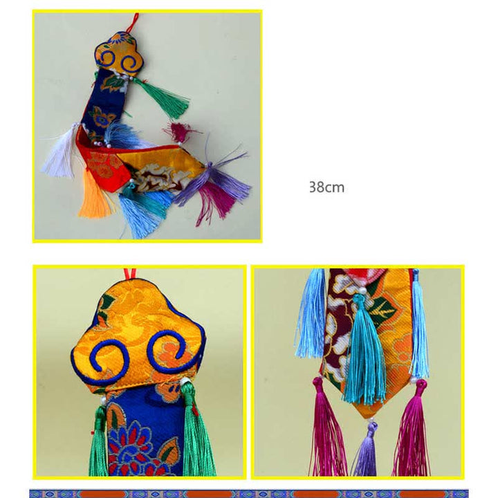 Flor de loto Ocho símbolos auspiciosos Meditación Iluminación Borlas coloridas Arte de pared