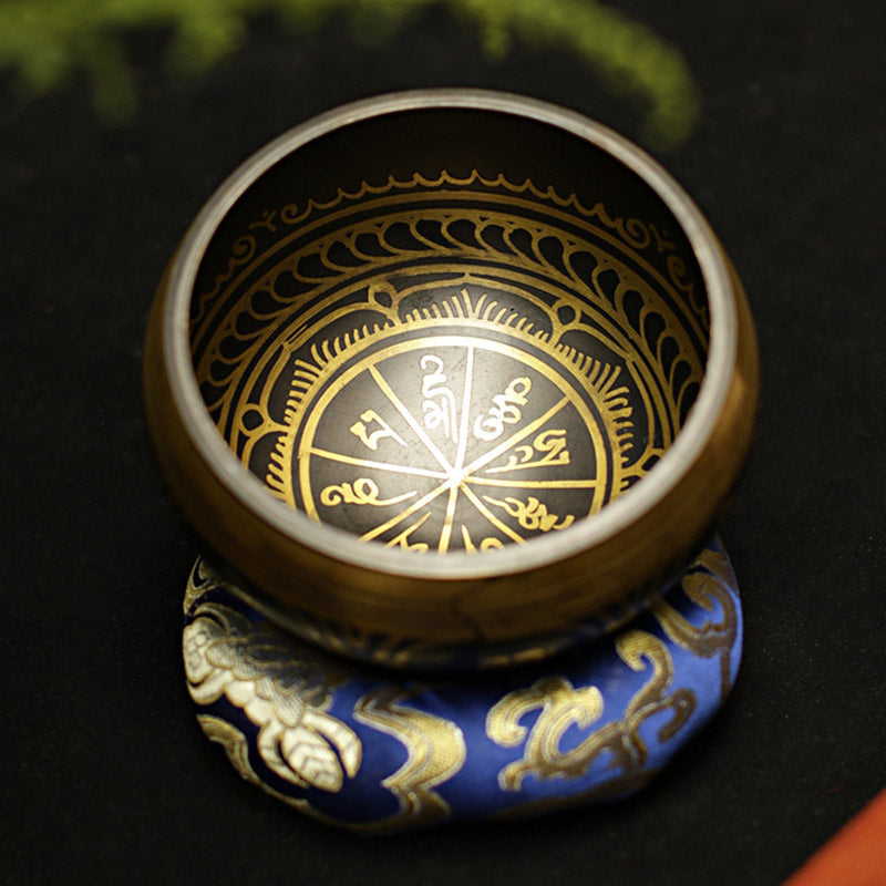 Cuenco con sonido de meditación tibetana, Buddha Stones , hecho a mano, para curación y atención plena, protección, juego de cuencos para cantar