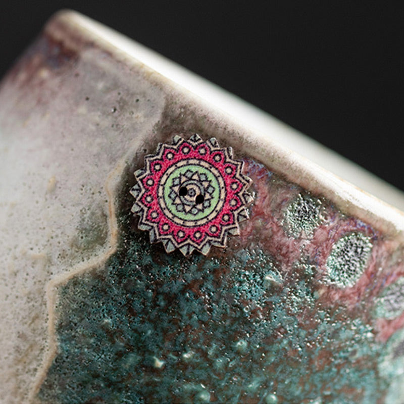 Taza de café de cerámica con cambio de horno de girasol de Buddha Stones , taza de café expreso con leche y té, 250ml