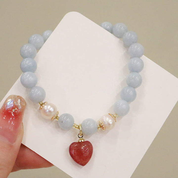 Pulsera con dije de gato, calabaza, conejo, calcedonia, aguamarina natural , Buddha Stones - image 10