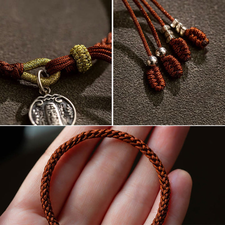 Pulsera trenzada de plata de ley 925 hecha a mano con Buddha Stones , cinco direcciones, dioses de la riqueza, protección de la suerte - image 9