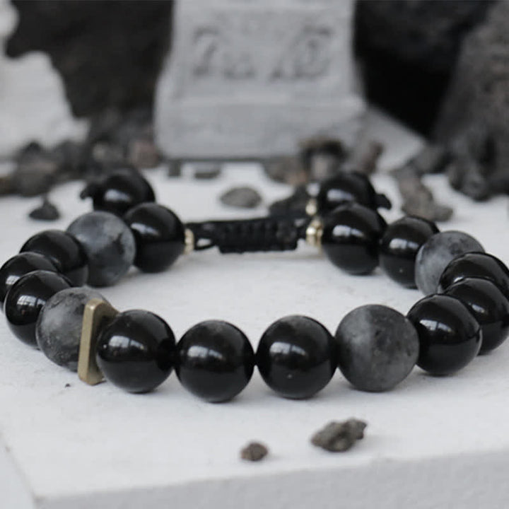 Pulsera de purificación de piedra con brillo negro de obsidiana negra
