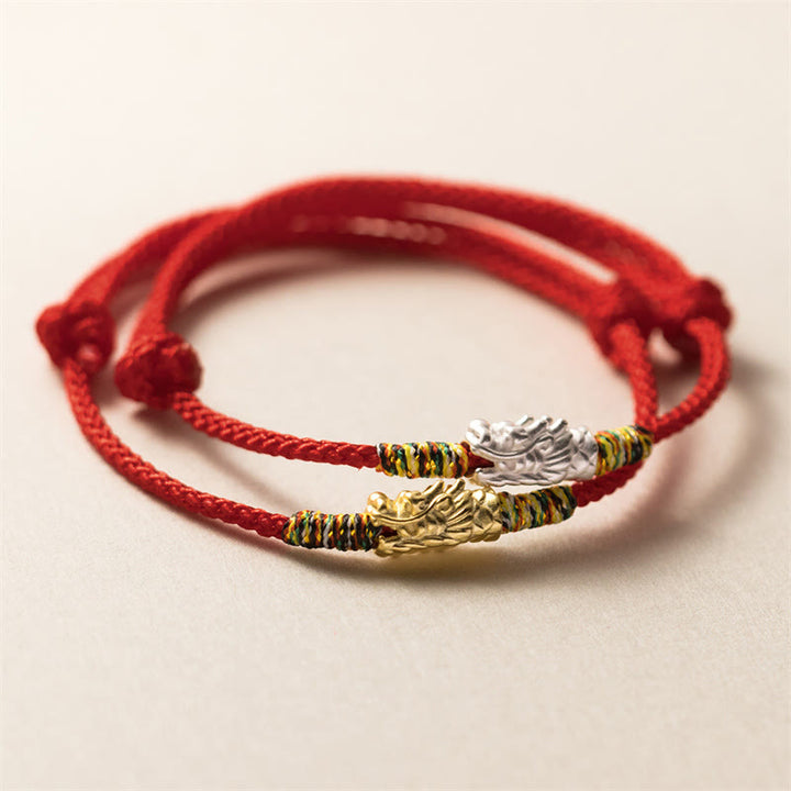 Pulsera de cuerda roja con Buddha Stones de plata de ley 925, Año del Dragón, fuerza de la suerte - image 0