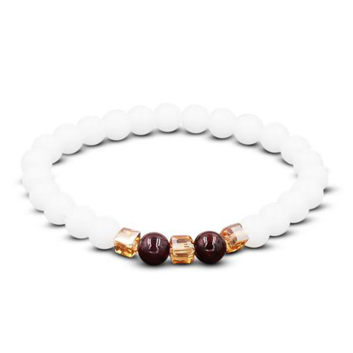 Pulsera de protección de jade blanco natural con Buddha Stones