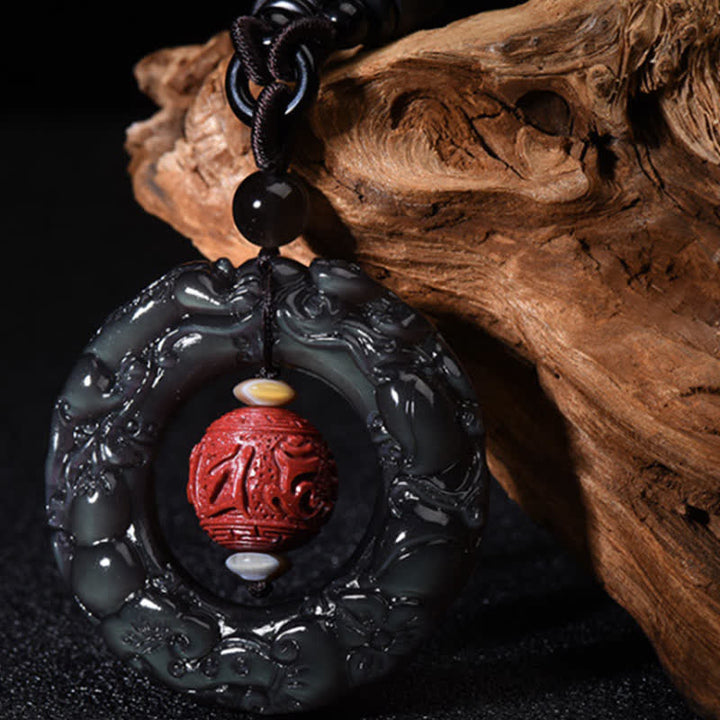 Colgante de collar curativo de cinabrio PiXiu de obsidiana arcoíris Natural FengShui de Buddha Stones - Obsidiana Arcoíris (Amor ♥ Transformación positiva) - image 1