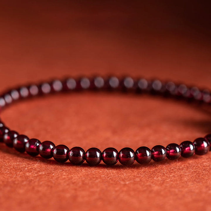 Pulsera de hilo con Buddha Stones Granate cinabrio PiXiu Blessing Calm