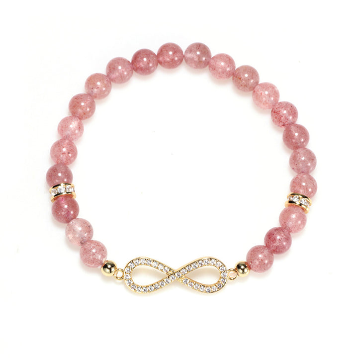 Pulsera curativa positiva de cuarzo fresa Natural con Buddha Stones