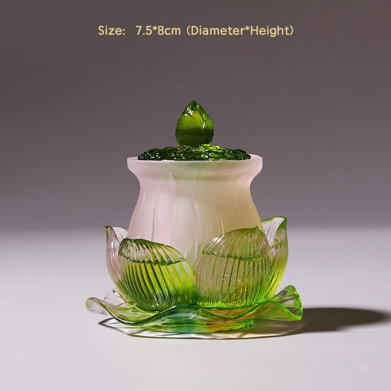 Pieza de arte de cristal Liuli hecha a mano de loto Feng Shui, decoración para el hogar y la Oficina - Taza purificadora de agua - image 3