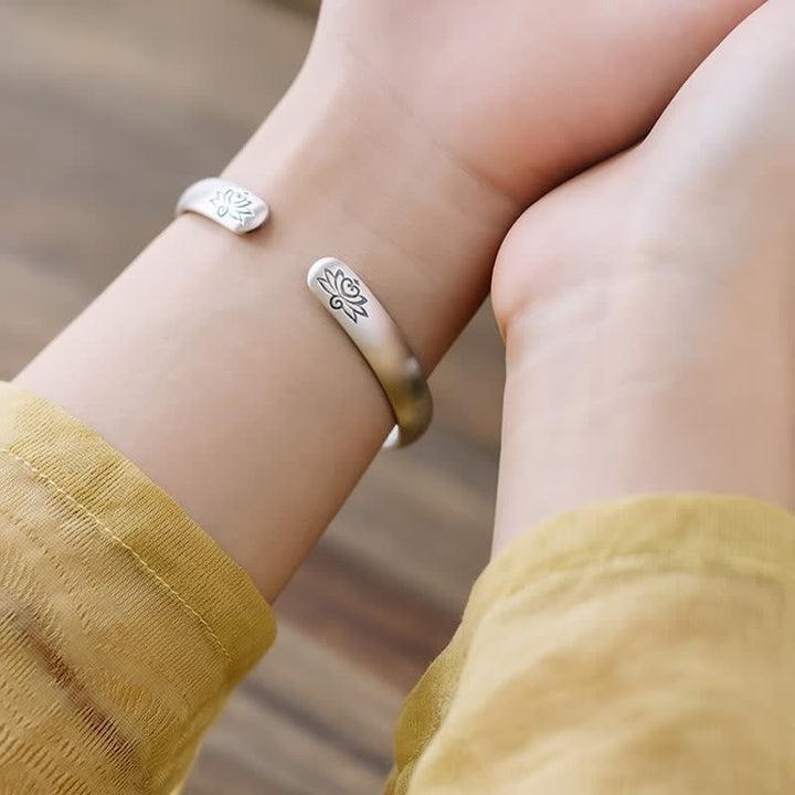Pulsera de la suerte curativa de cobre blanco con Buddha Stones , flor de loto, corazón, Sutra