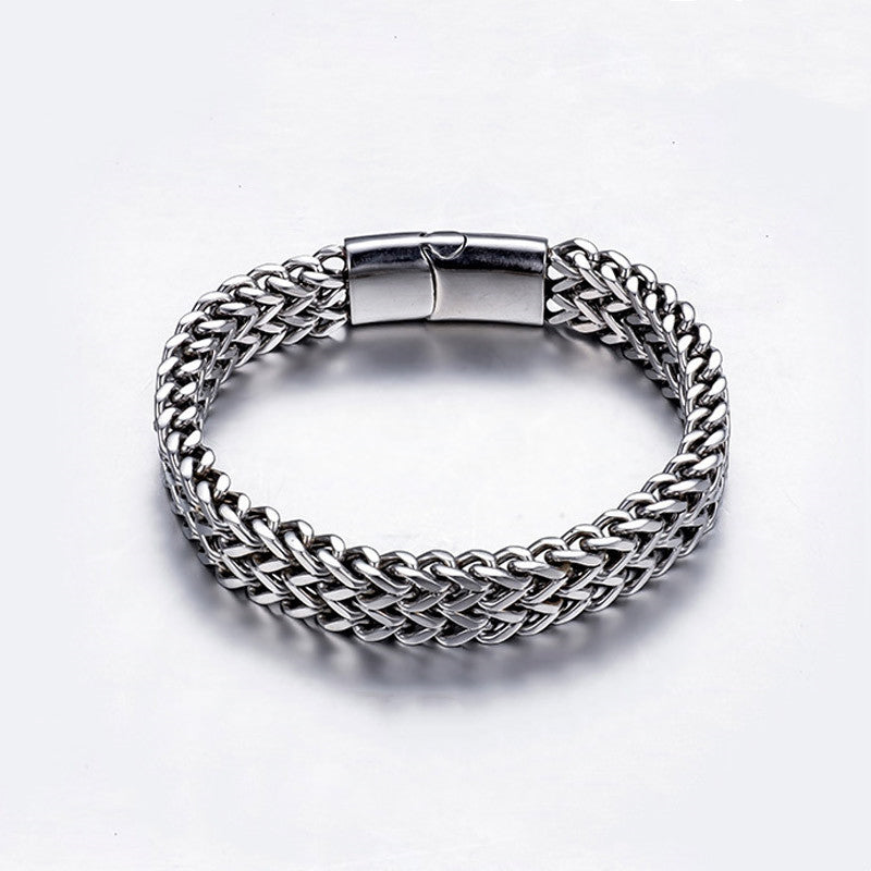 Brazalete de pulsera de equilibrio de acero de titanio con hebilla magnética de escamas de pescado de Buddha Stones