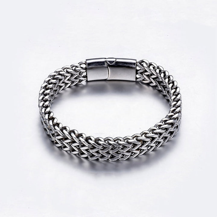 Brazalete de pulsera de equilibrio de acero de titanio con hebilla magnética de escamas de pescado de Buddha Stones