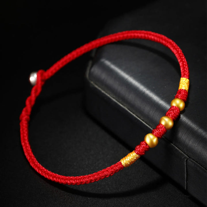 Pulsera de protección trenzada hecha a mano con nudo King Kong de la suerte con cuentas de oro 999 de piedras de Buddha Stones
