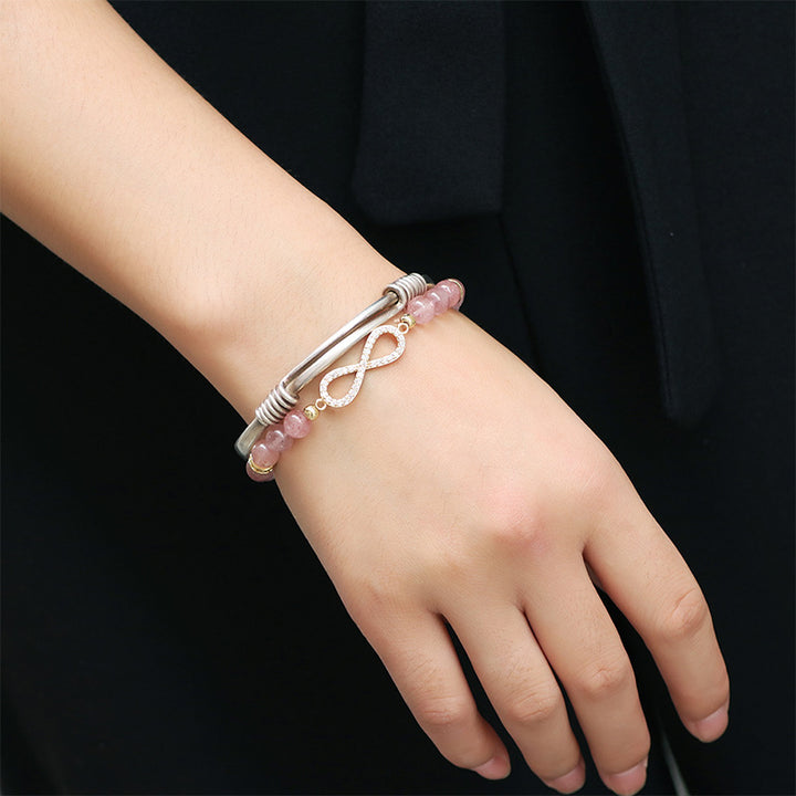 Pulsera curativa positiva de cuarzo fresa Natural con Buddha Stones