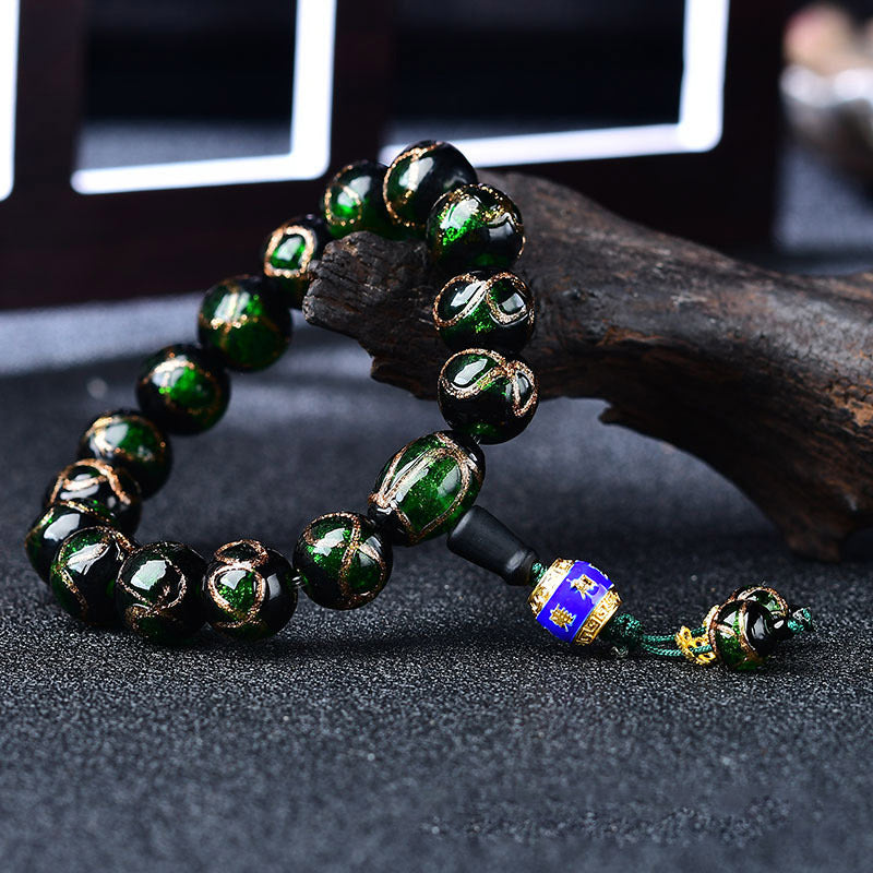 Pulsera curativa de ágata de vena de dragón tibetano