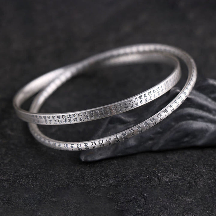 Pulsera de protección tallada con Sutra de corazón de plata de ley 999 con Buddha Stones - image 3